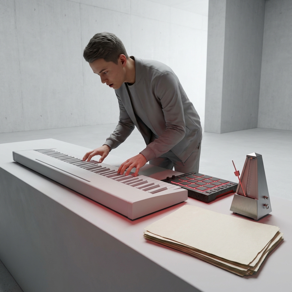 Songwriter inspired by piano beat maker tool