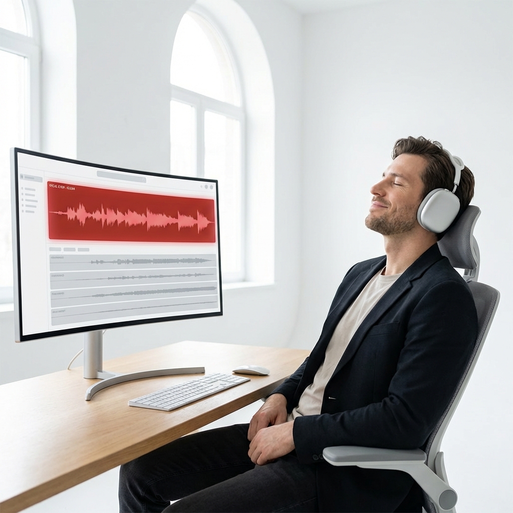 Producer separating tracks to remove background music