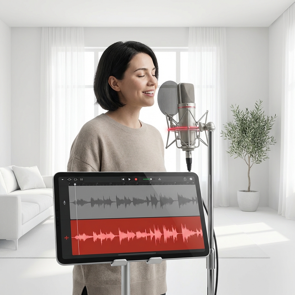 Singer practicing with beat remover vocal isolation