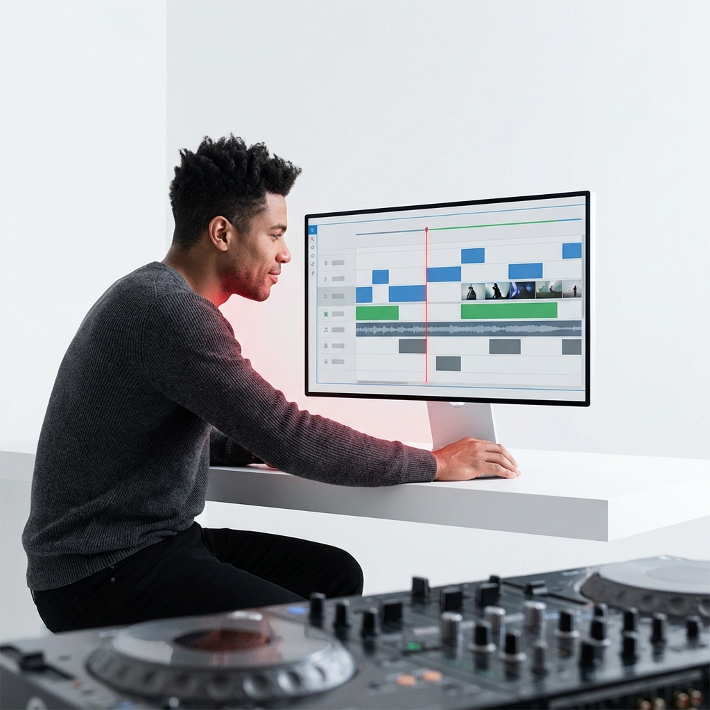 DJ mixing with the lyric music video maker