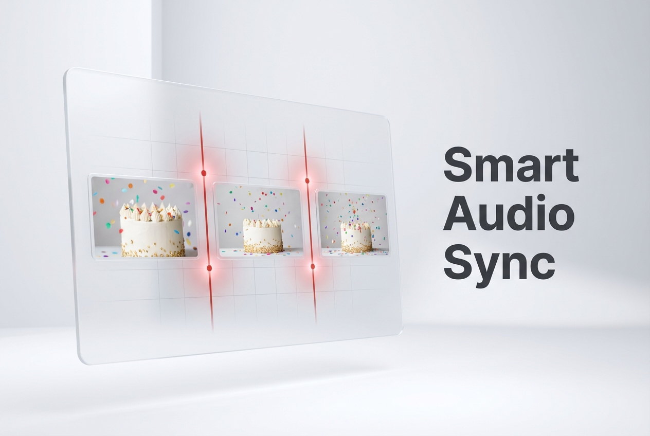 Smart audio sync in birthday video maker