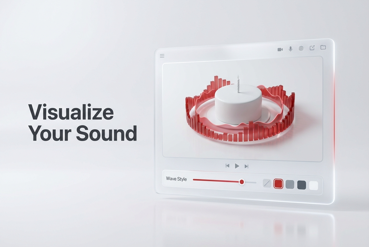 Dynamic audio waves in birthday video maker