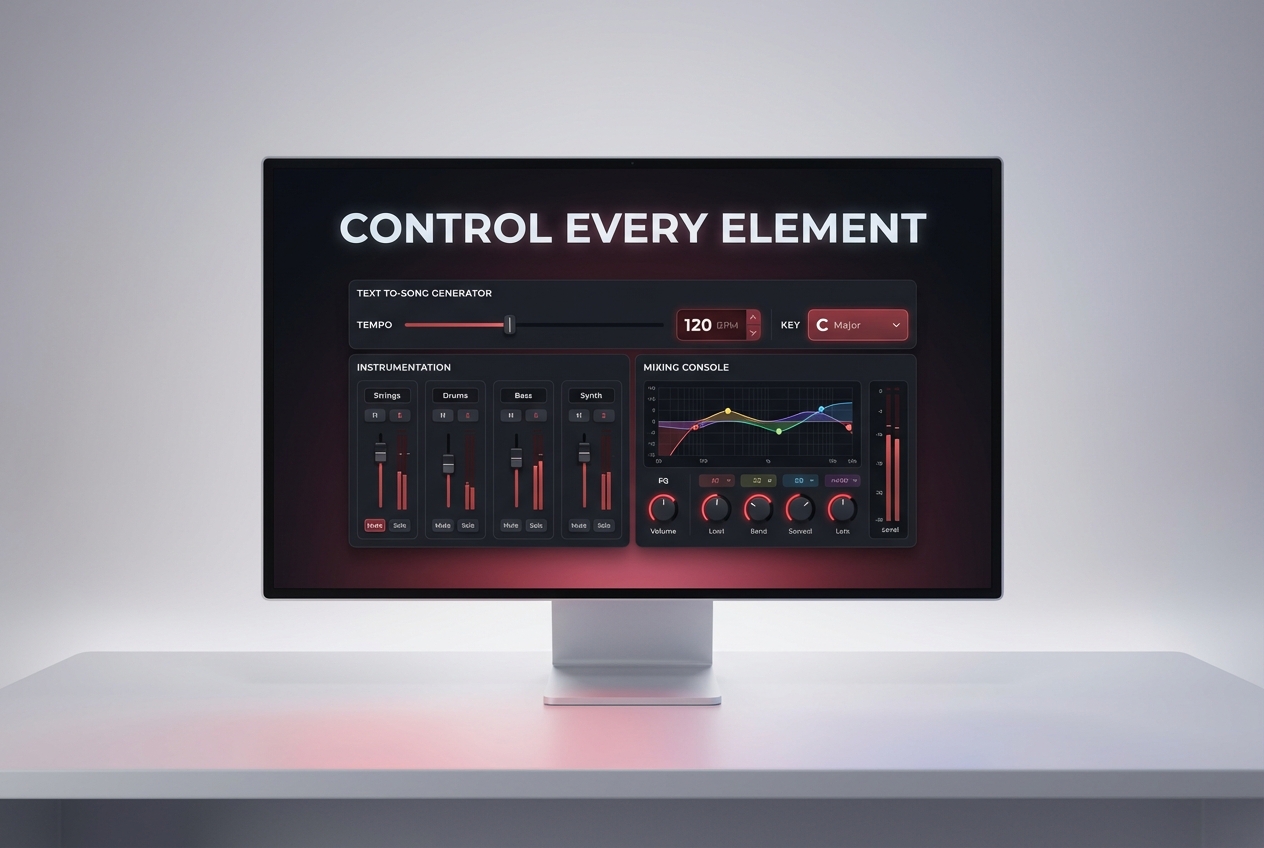 Music customization options in text to song maker
