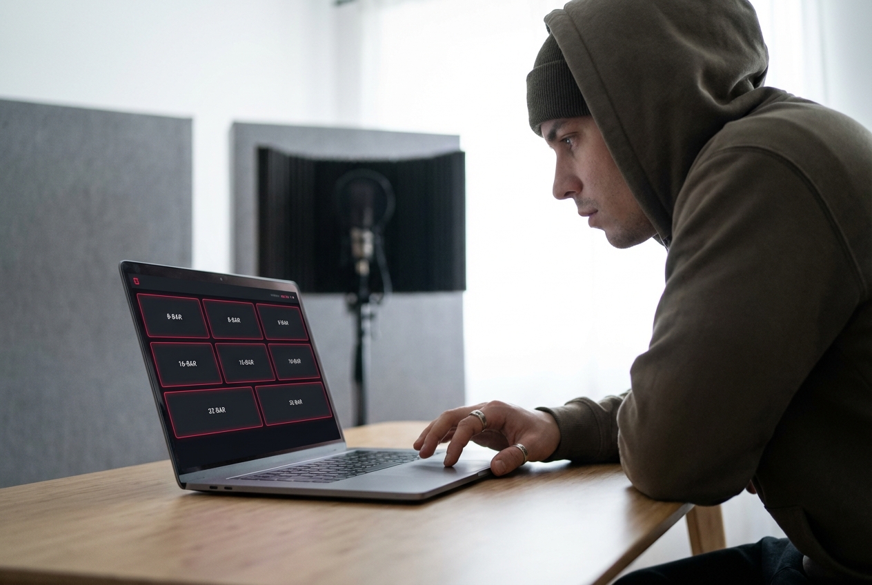 Verse structure templates shown in rap generator lyrics tool