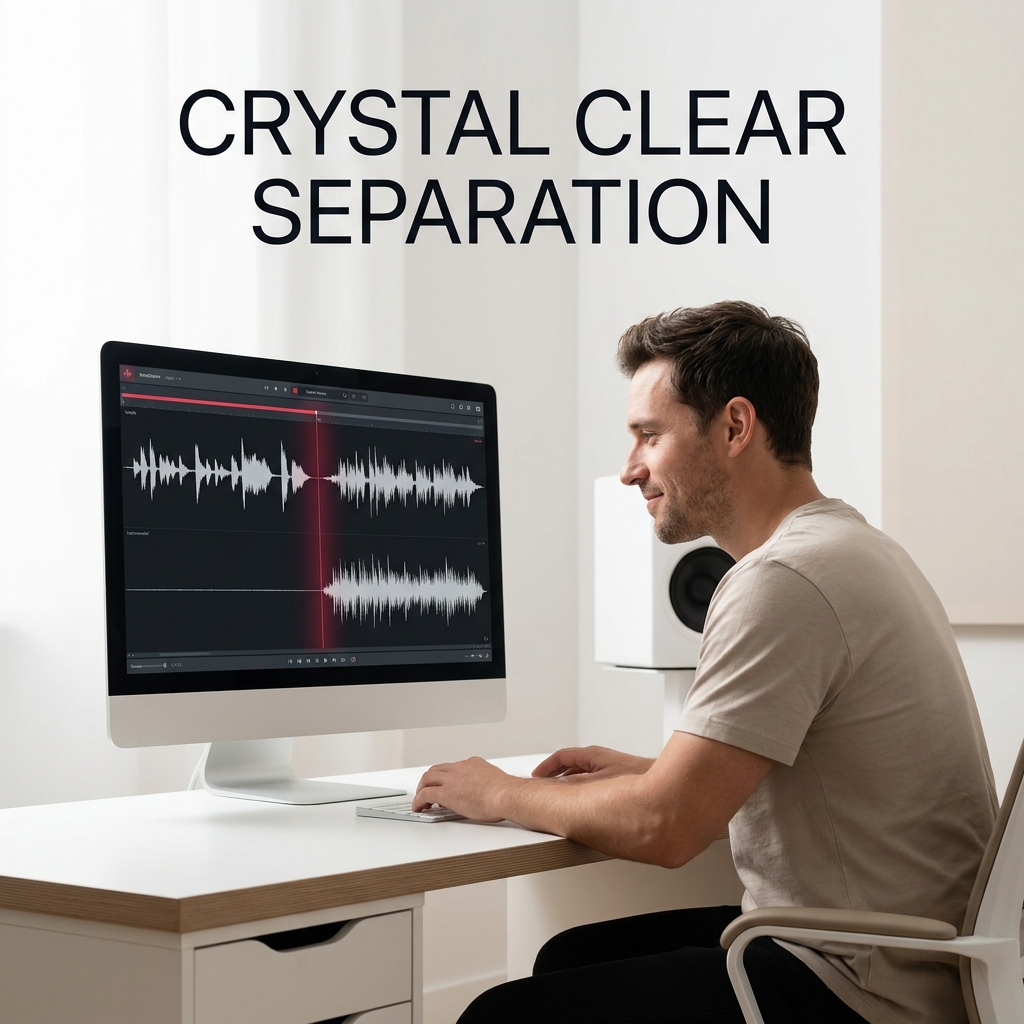 Clean vocal and instrumental track separation from Instrumental Maker