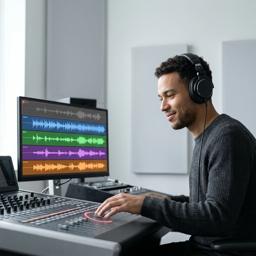 Acapella Remover showing isolated instrumental tracks