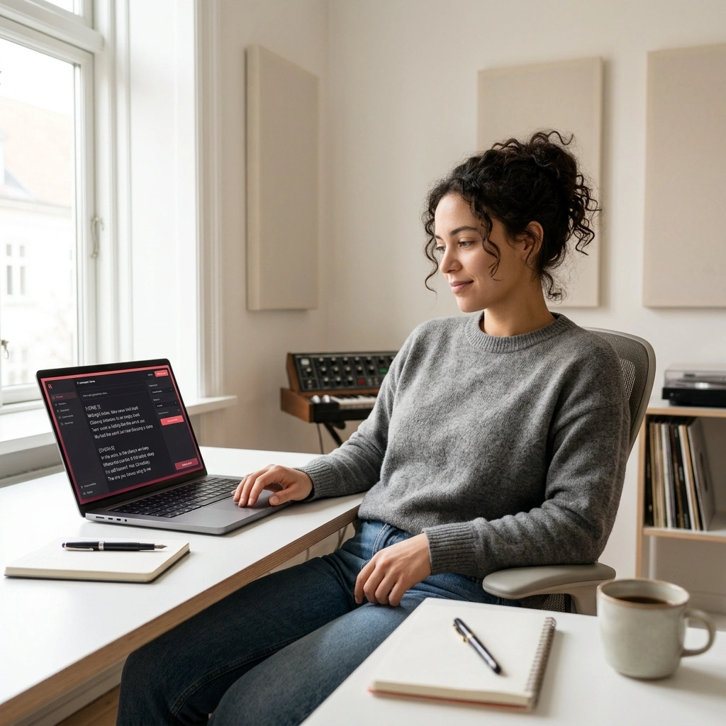 Royalty-free lyrics created by platform