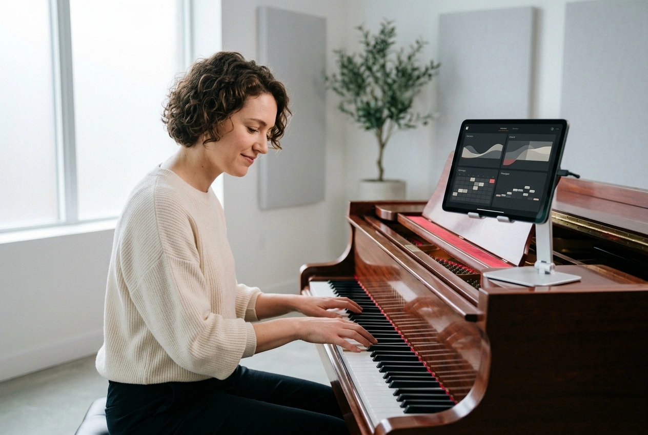 Melody generation interface showing music notation