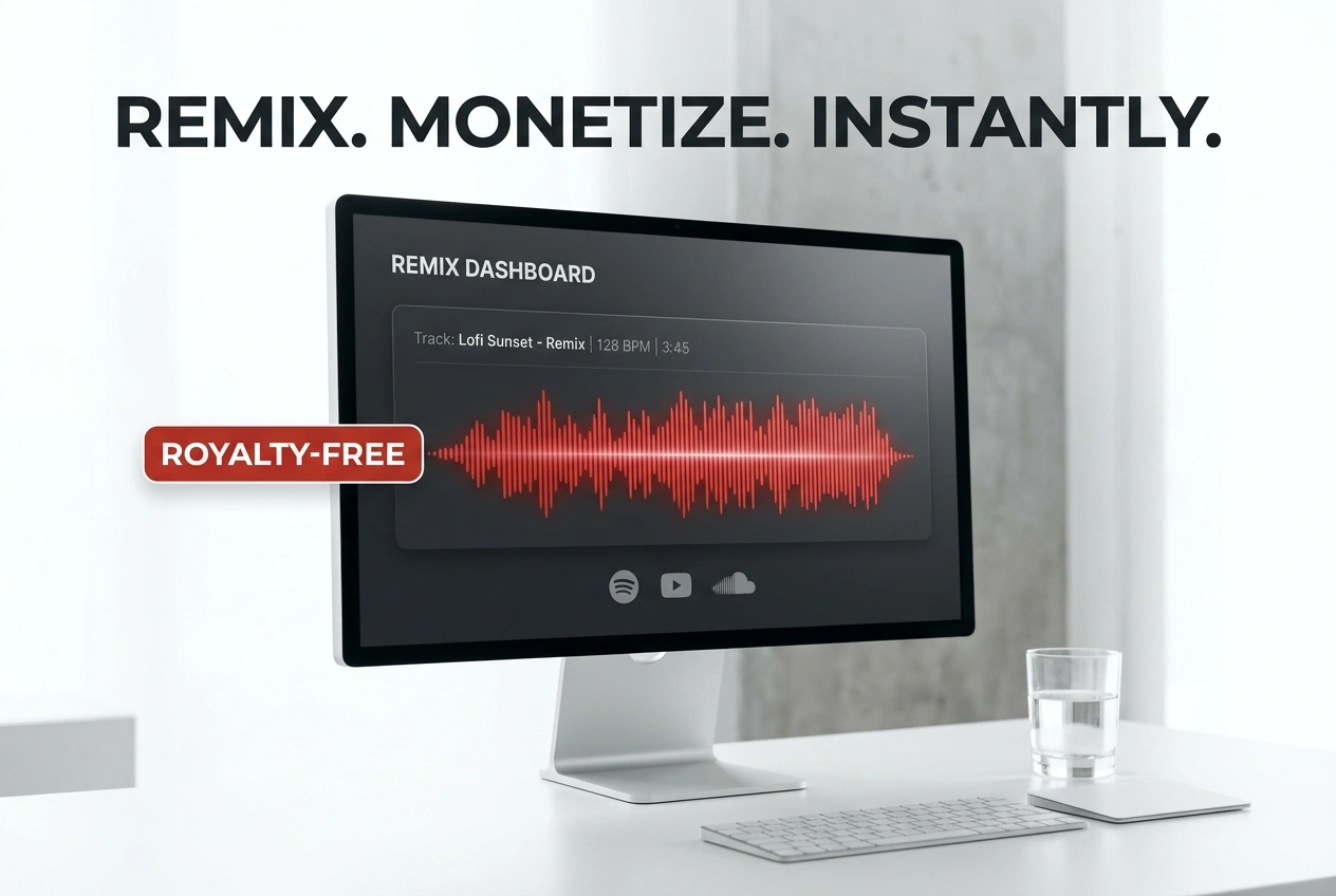 AI Remix Generator producing royalty-free music for commercial use