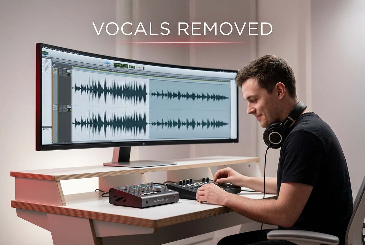 Audio voice remover extracting clean instrumental backing tracks