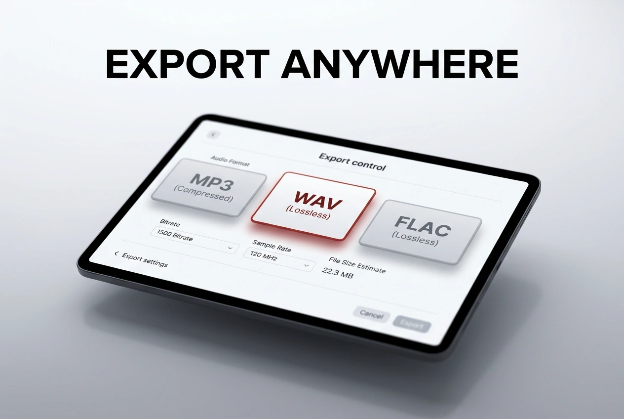 Voice remover exporting separated audio in multiple formats