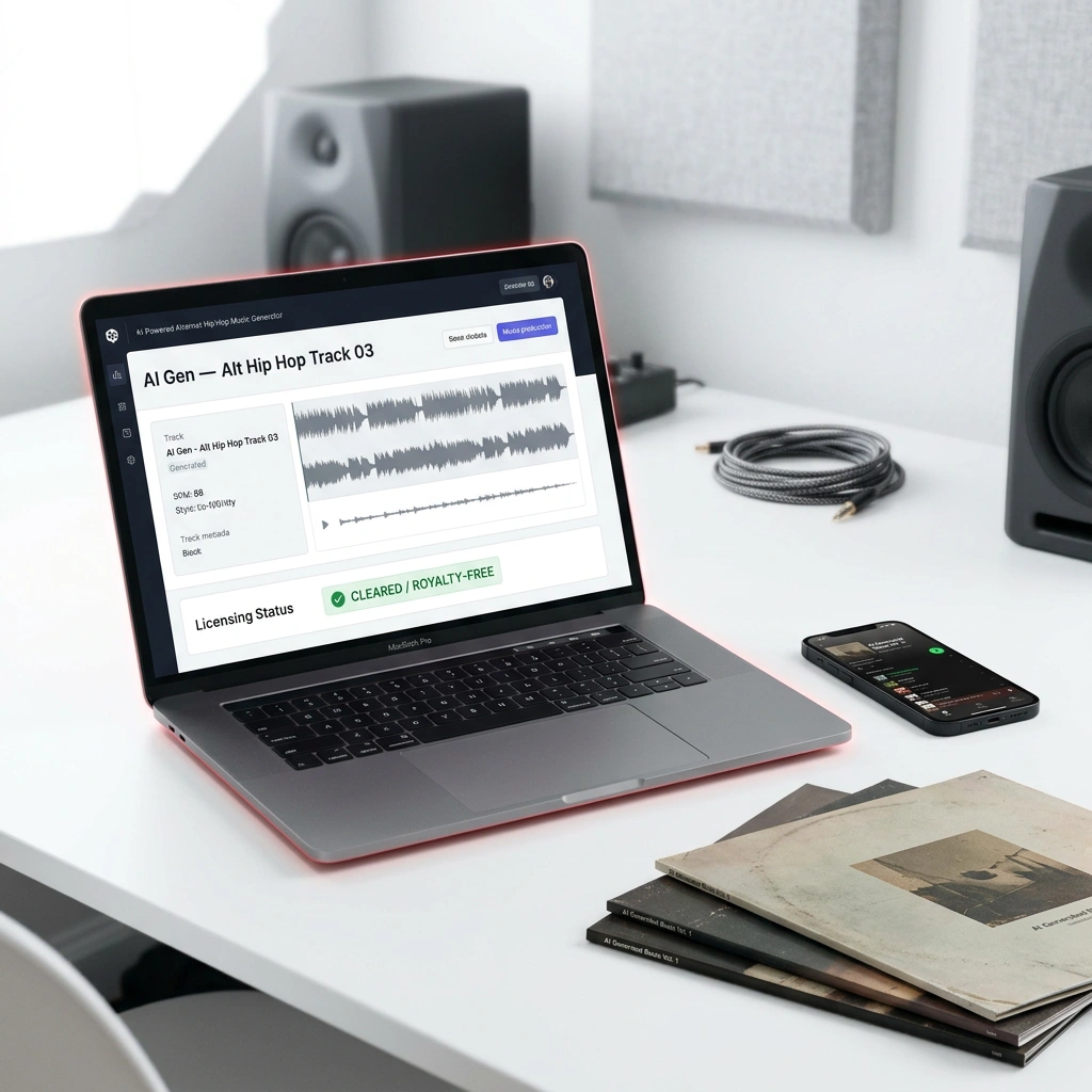 Royalty-free alternative hip hop music generator output
