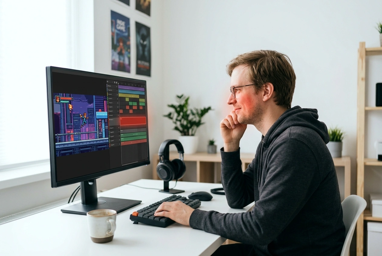 Game developer testing AI Classic Rock Music Generator