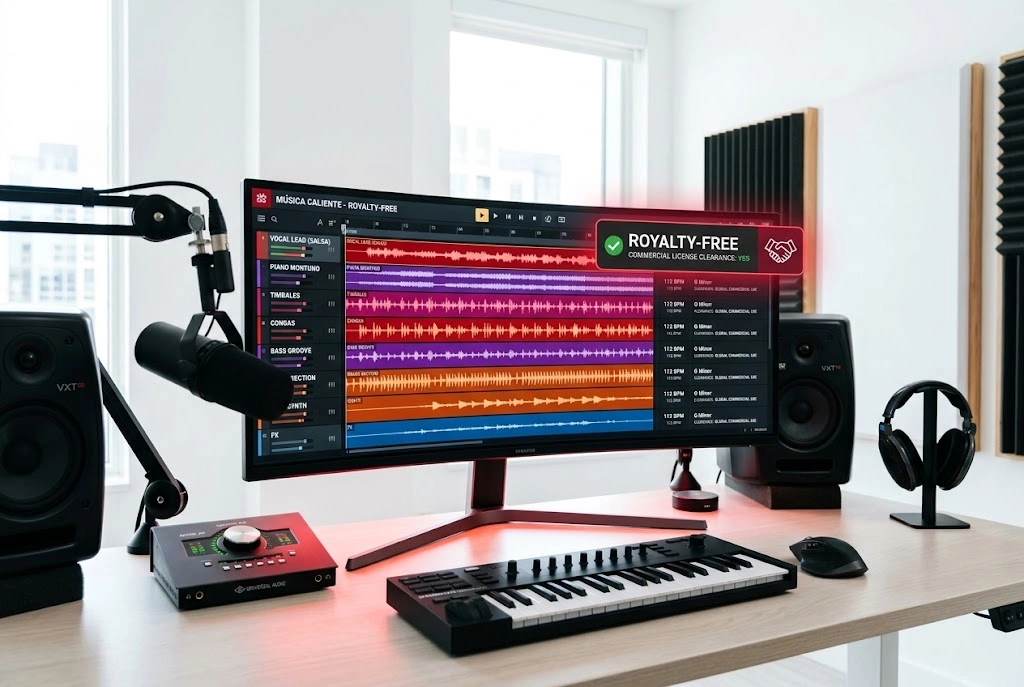 Royalty-free Latin music from AI generator tool