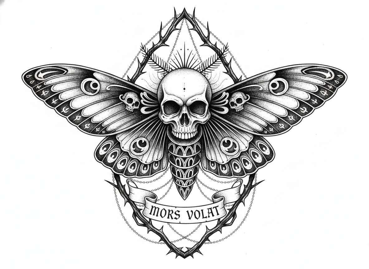 Death Head Moth Tattoo