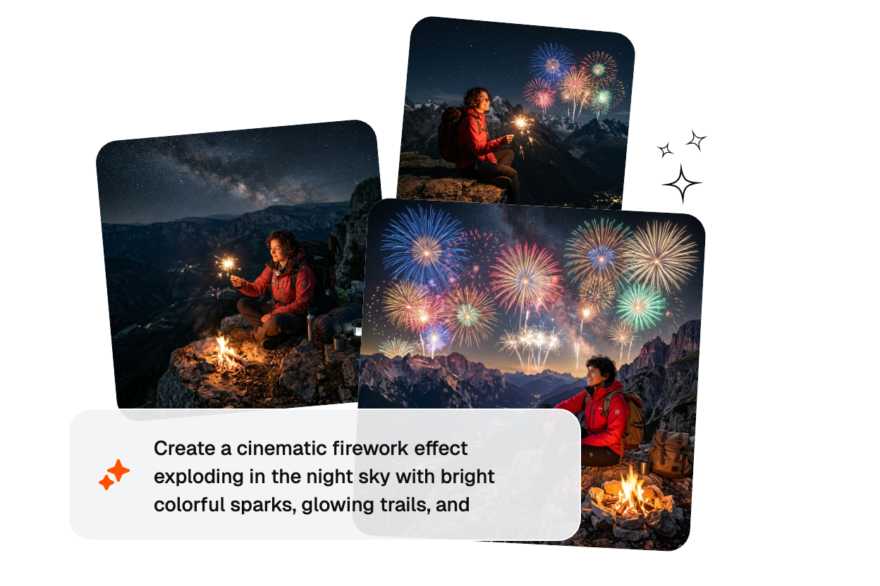 Animated fireworks with adjustable motion speed creating a dynamic Firework Effect