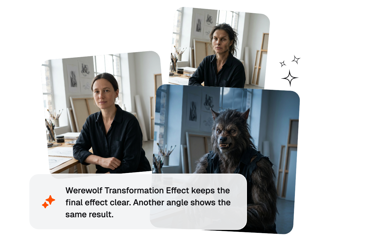 Royalty-free werewolf transformation video ready for distribution