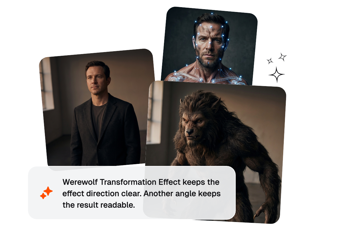 Professional werewolf motion capture showing anatomical transformation