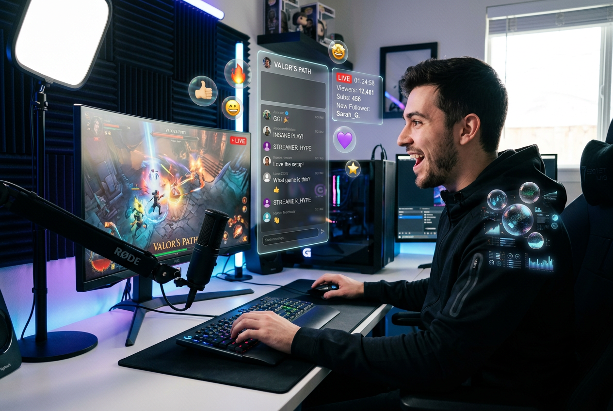 Streamer using free airbending effect for broadcast transitions