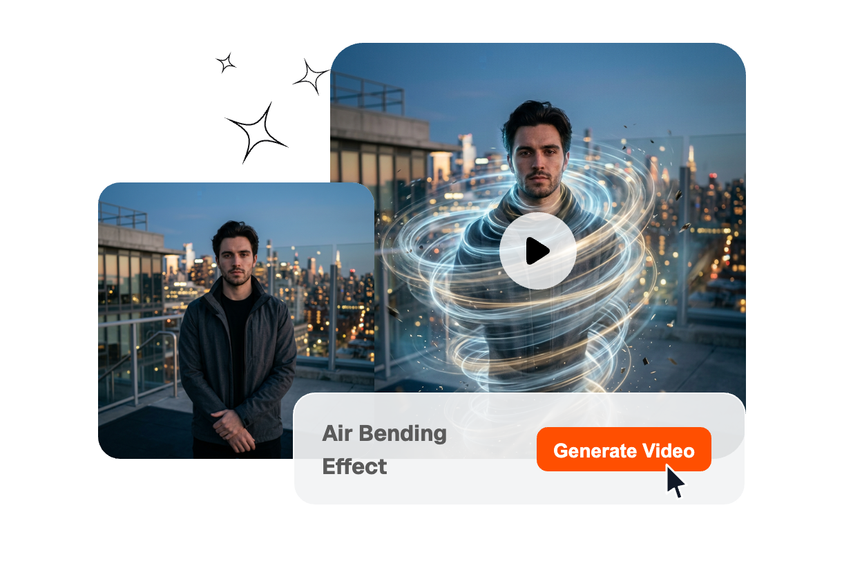 Real-time preview of air bending effect motion adjustments