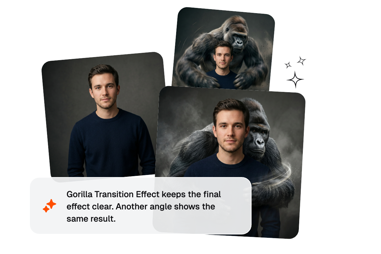 Slider control panel for adjusting gorilla transition speed and intensity