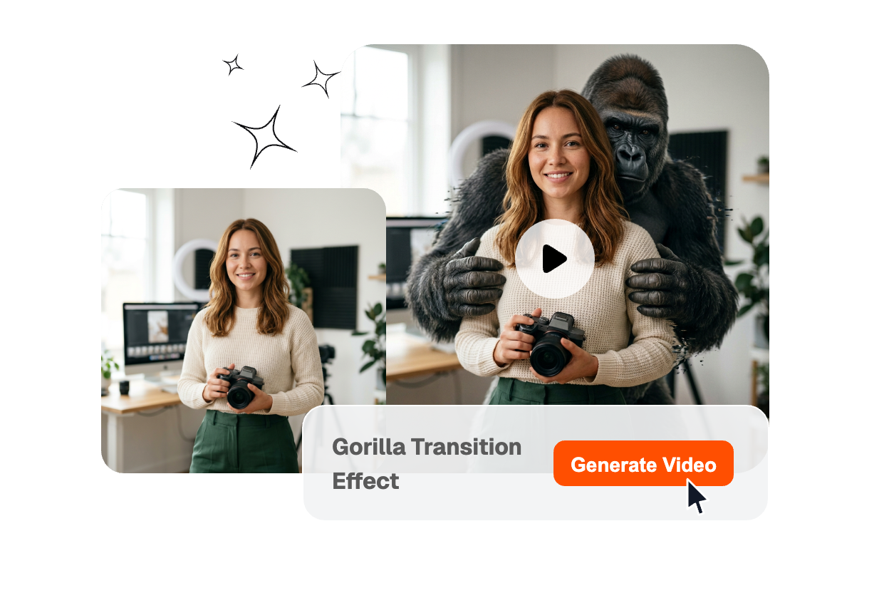 Fast rendering progress bar showing gorilla transition video generation