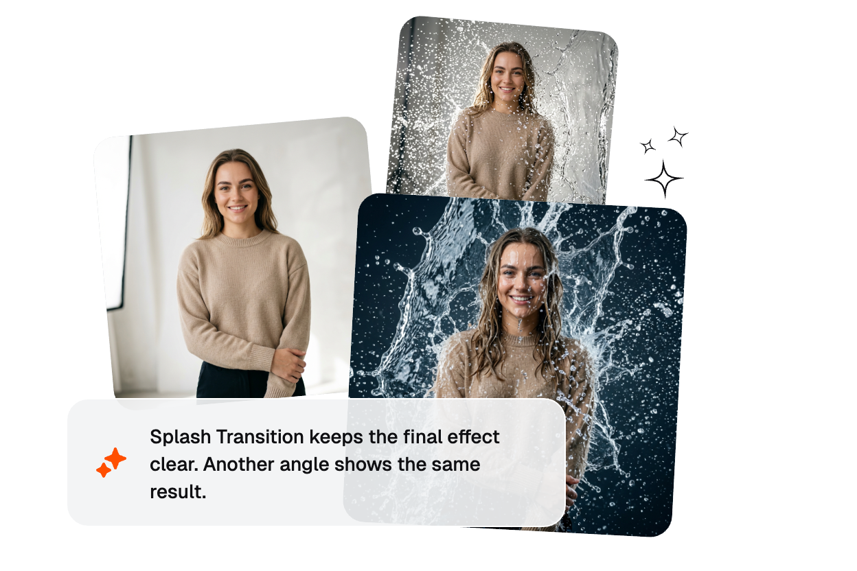Water splash motion customization controls dashboard