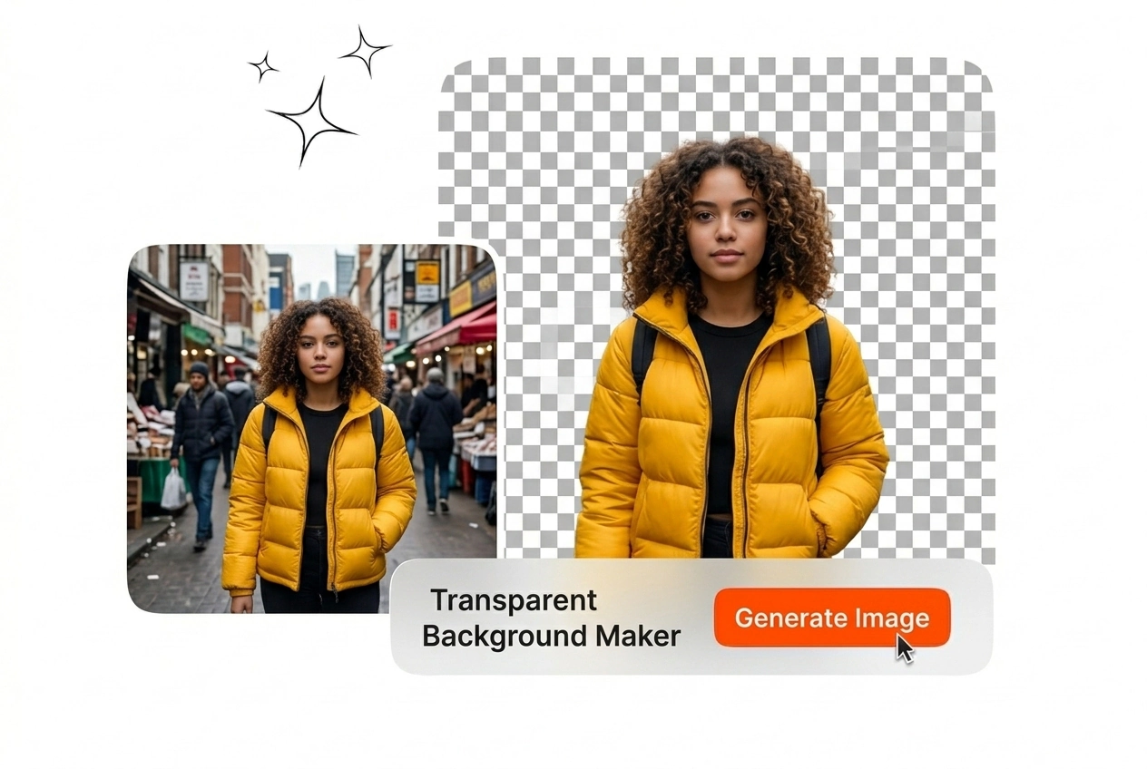 Transparent Background Maker Veme AI hero showcase