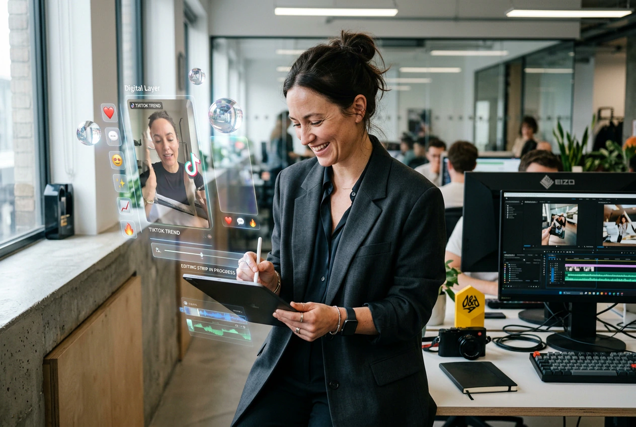 Marketer using remove text from image for social