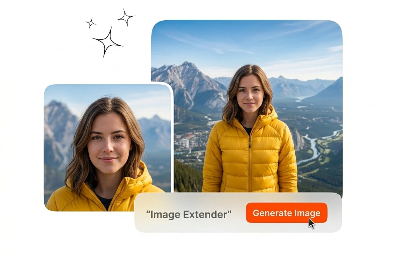 Image Extender Veme AI hero showcase interface