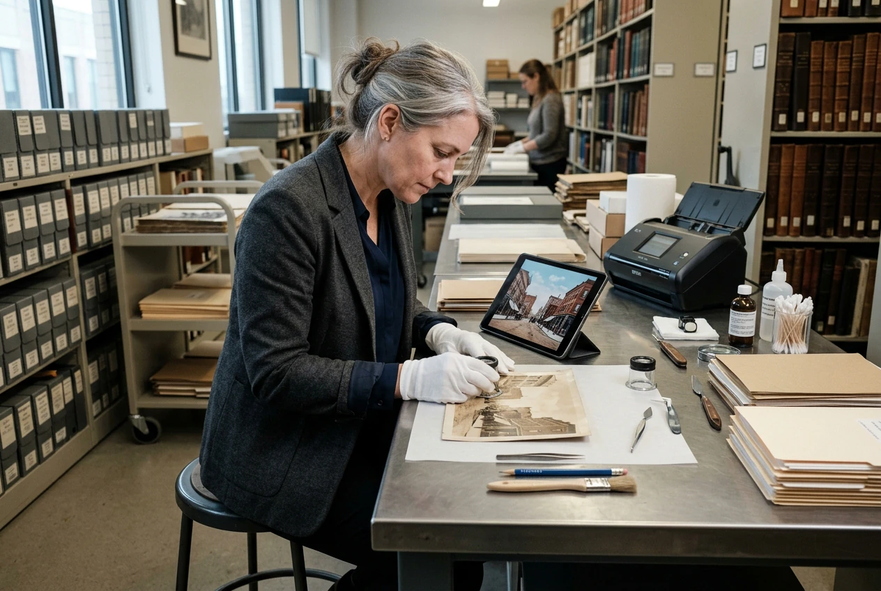 Archivist using image colorizer for historical scans