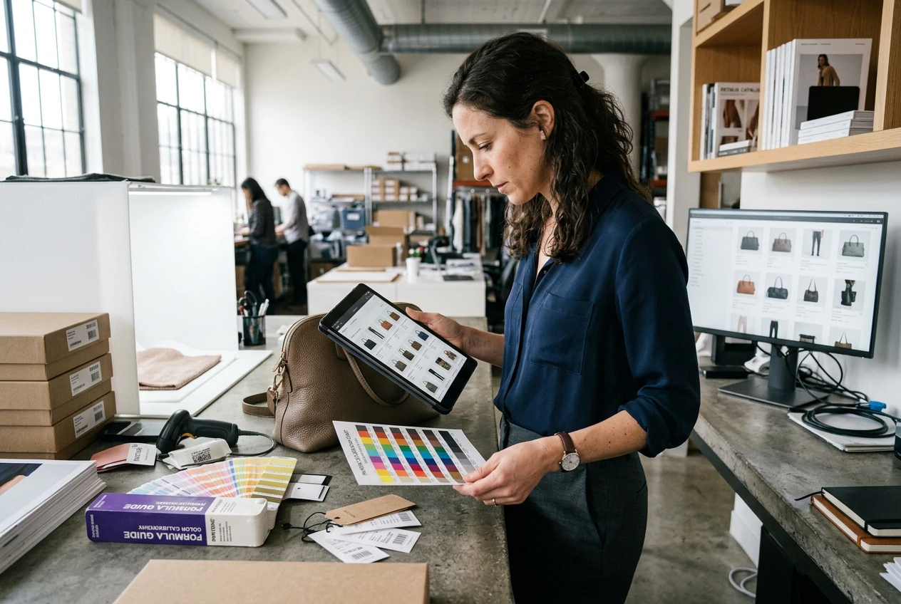 Retail manager applying image colorizer to products
