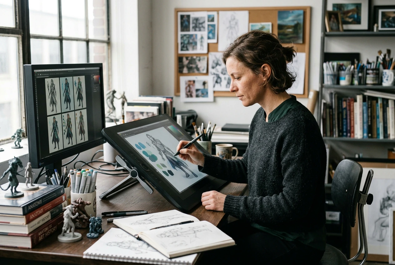 Illustrator testing palettes with ai image colorizer