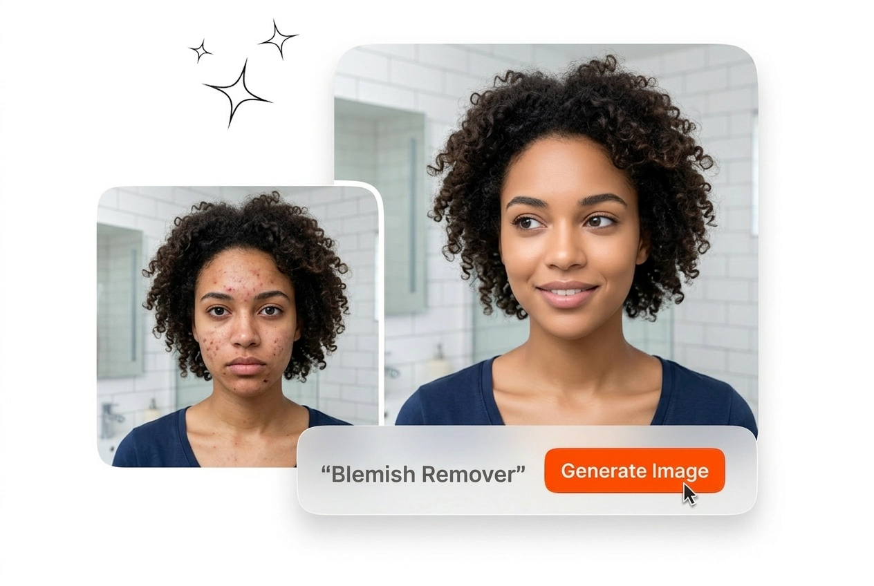 Blemish Remover Veme AI hero showcase portrait
