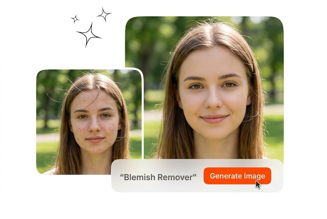 Blemish Remover erasing stray hairs from portrait