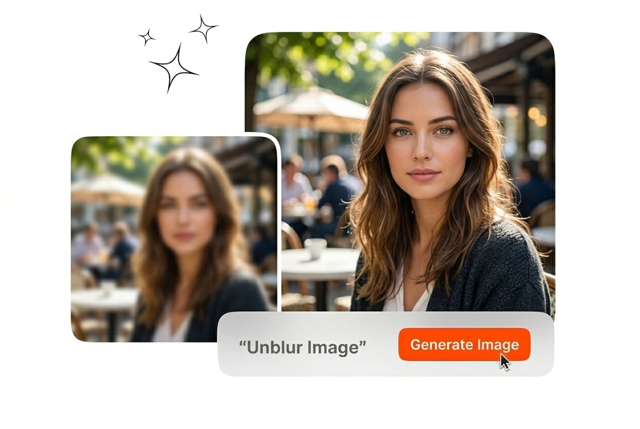 Unblur Image Veme AI hero showcase interface