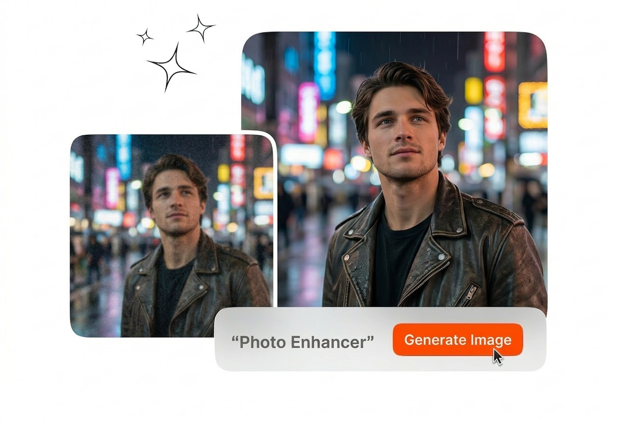 Professional Photo Enhancer interface by Veme AI