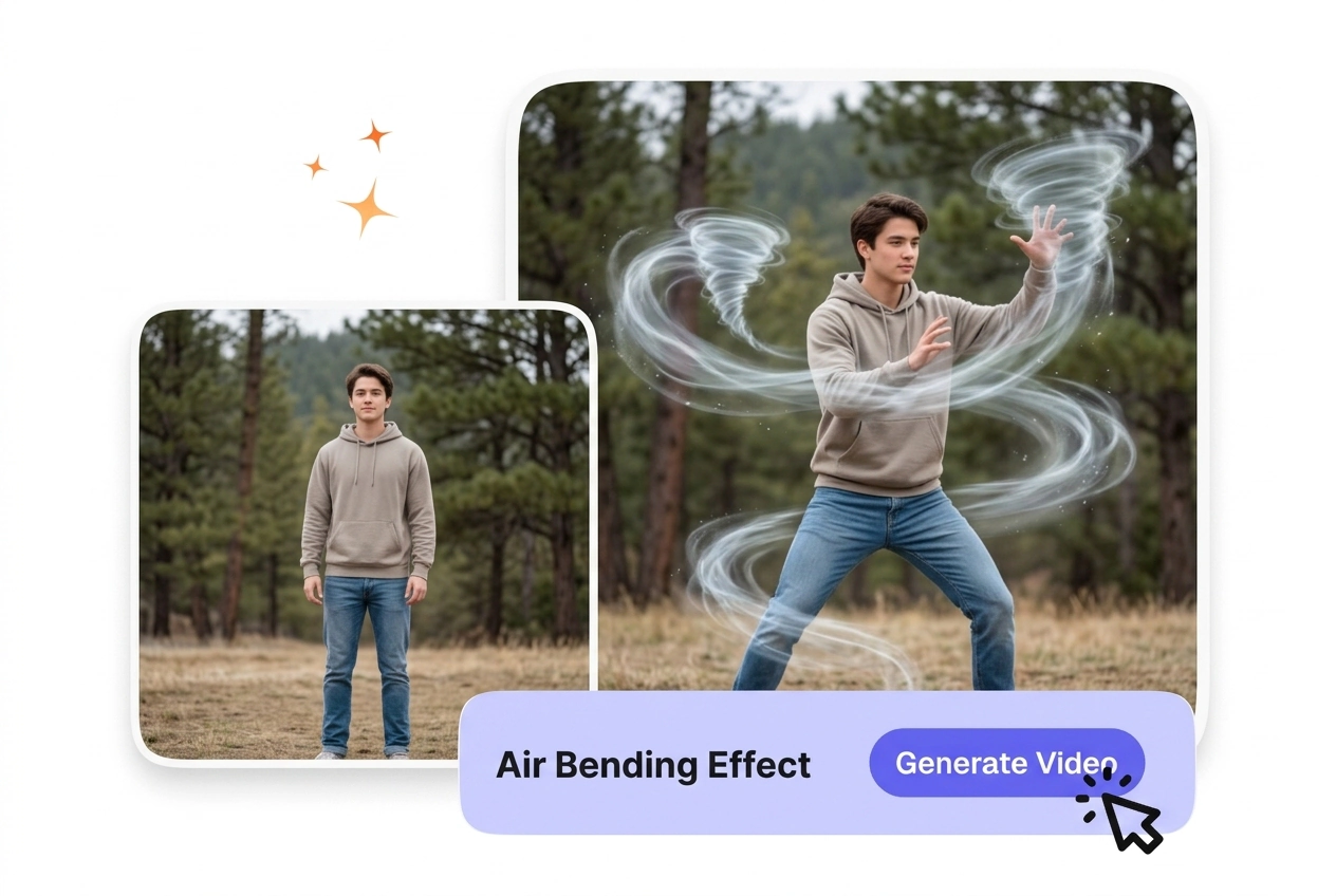 Air Bending Effect VideoAI hero showcase