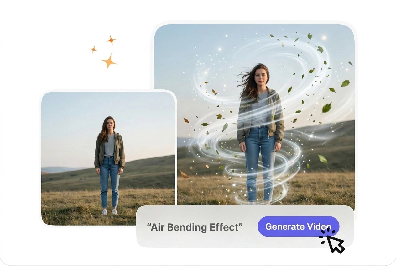 Air Bending Effect prompt-driven motion control