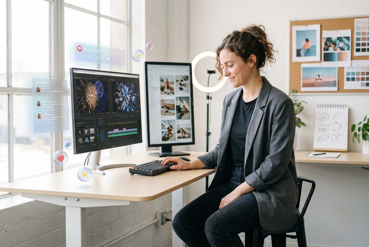 Business owner applying Firework Effect to products