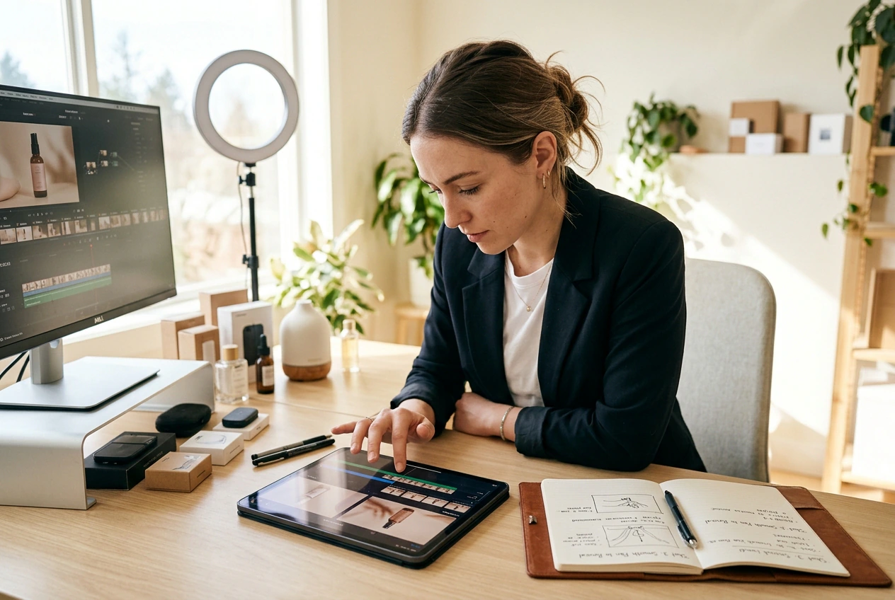 Marketer applying Hand Transition to product clip