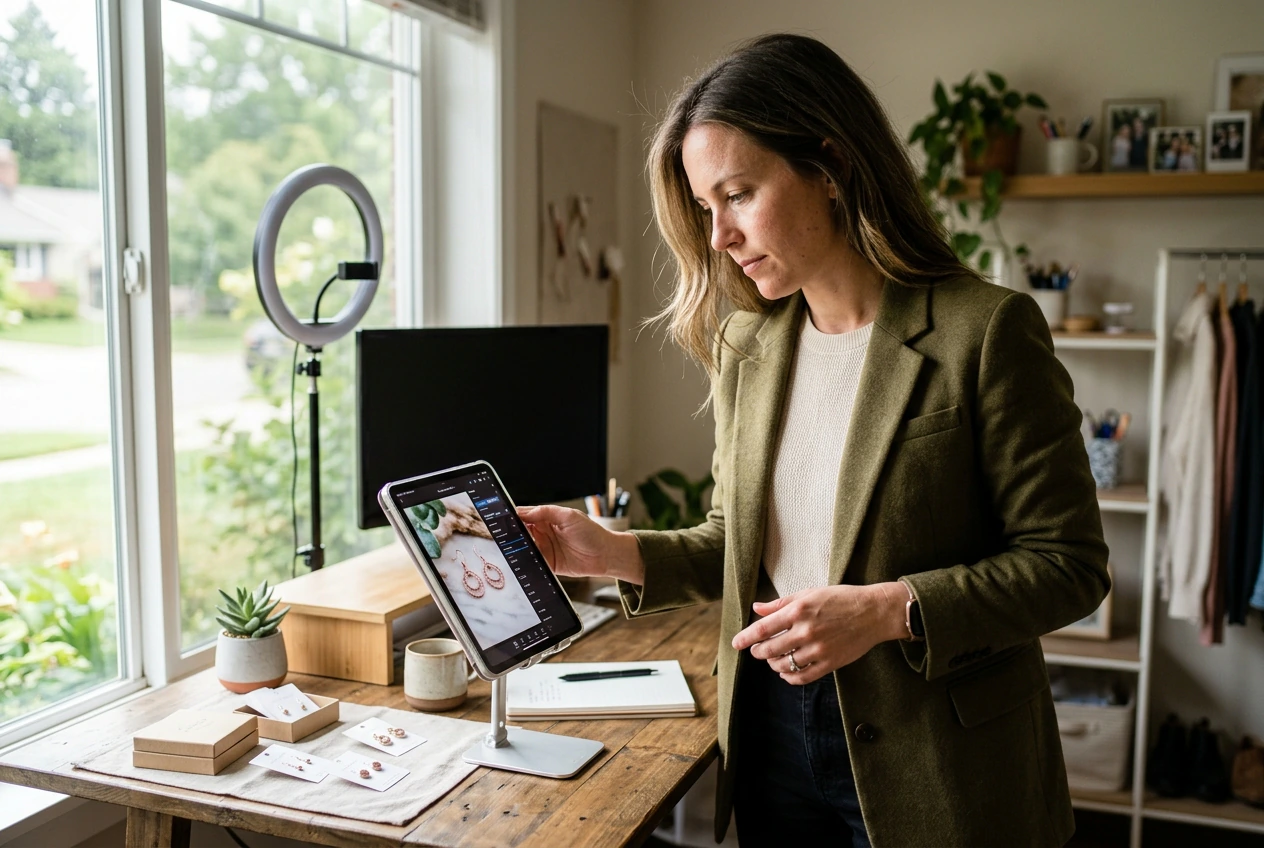 Business owner applying Ice Rose Effect transition