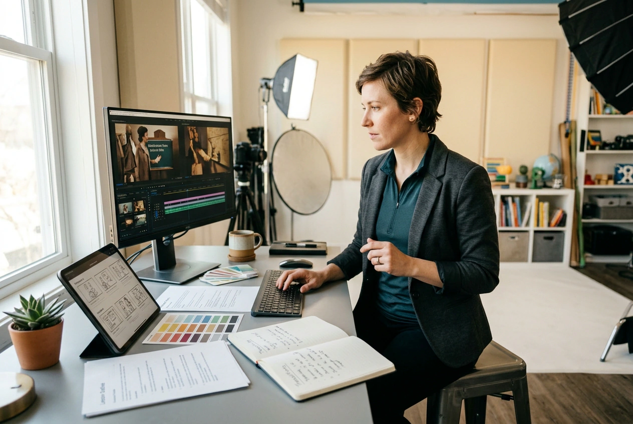 Educator teaching with Ice Rose Effect visuals