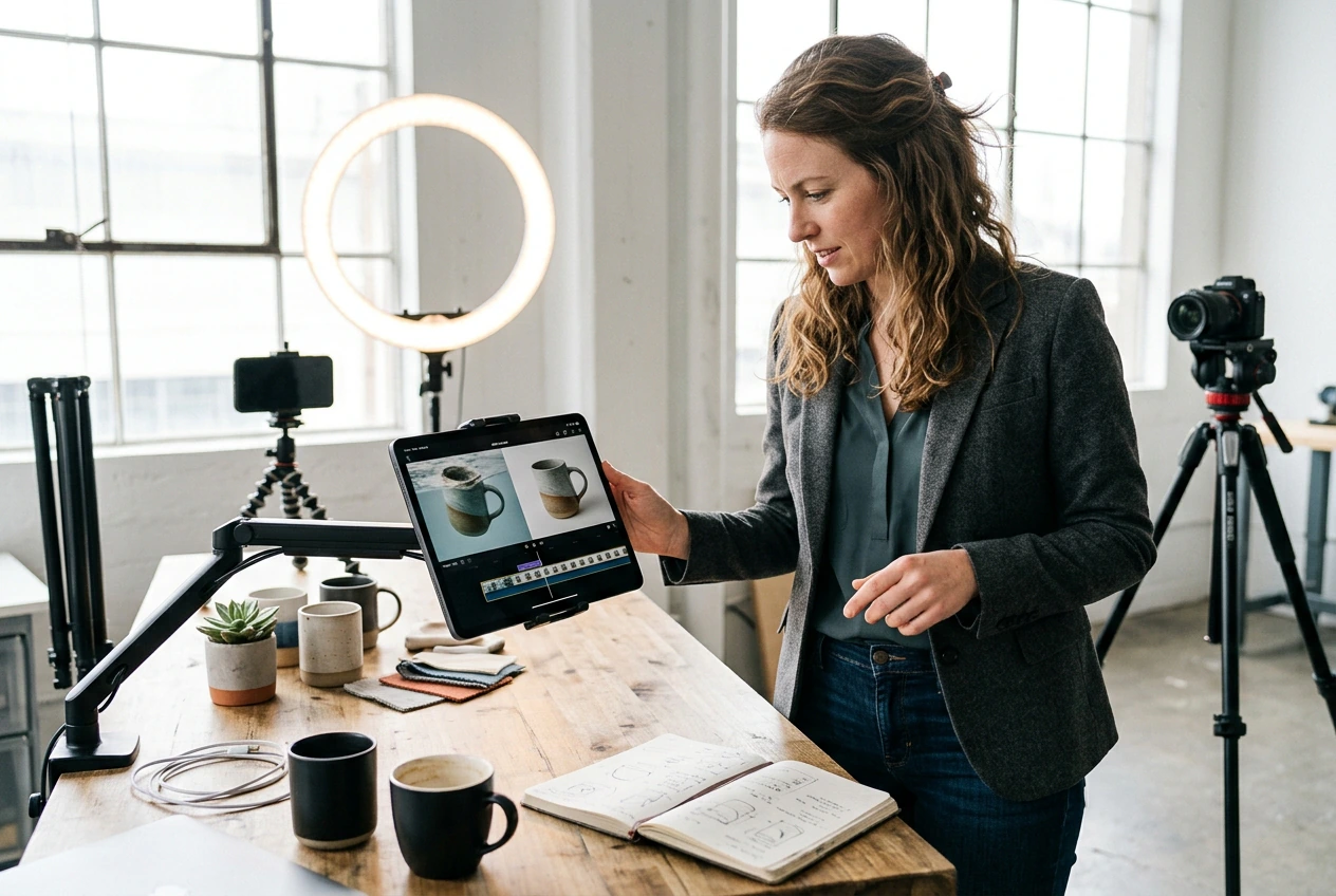 Business owner exporting fluid video fast online