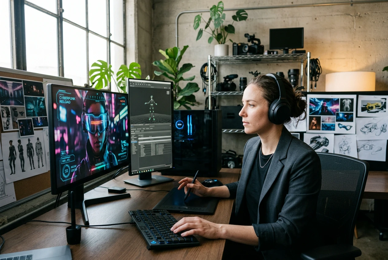 Game creator generating Visor X Effect transition