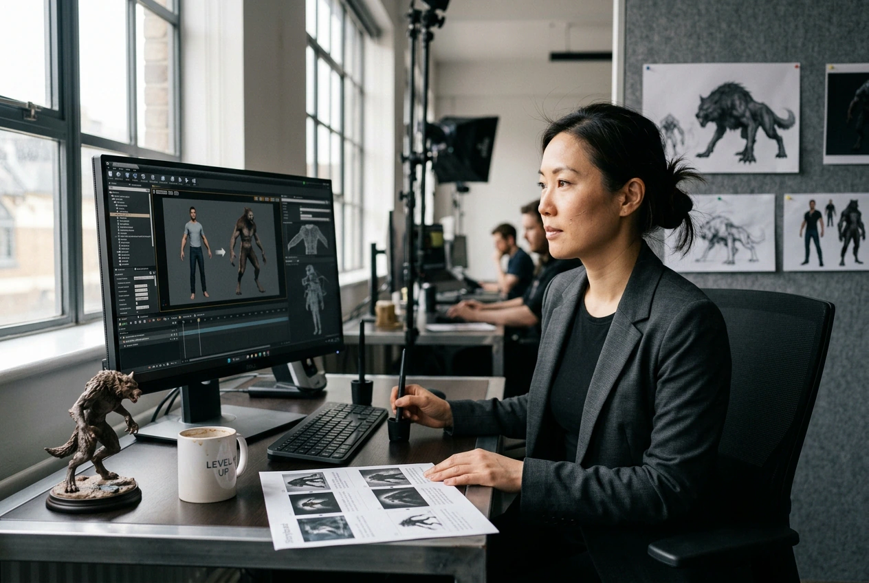 Game marketer creating Werewolf Transformation Effect asset