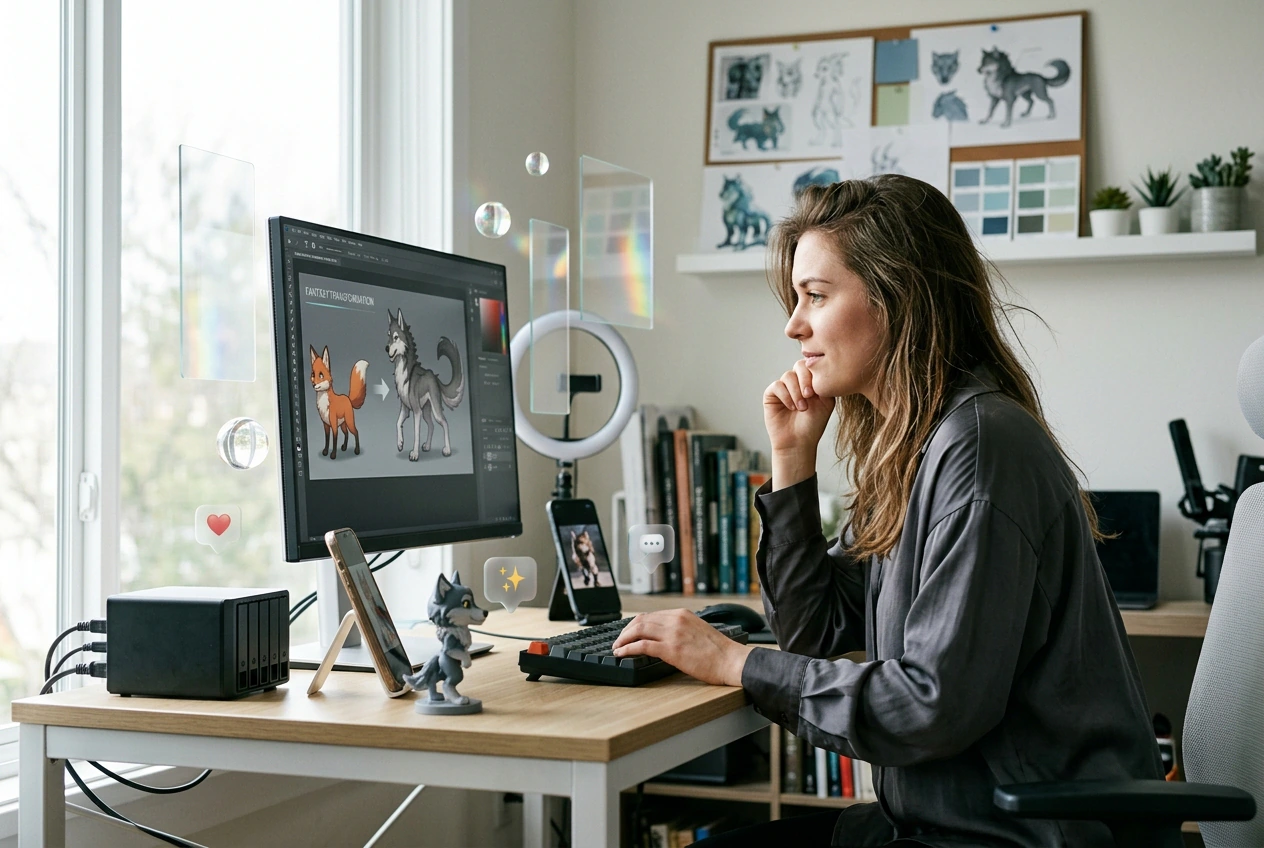 Creator making full moon werewolf video online