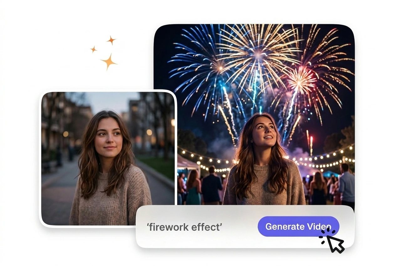 Firework Effect VideoAI hero showcase transition preview