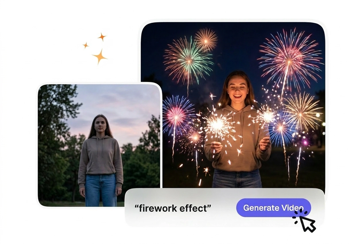 Firework Effect scene reveal blending before after