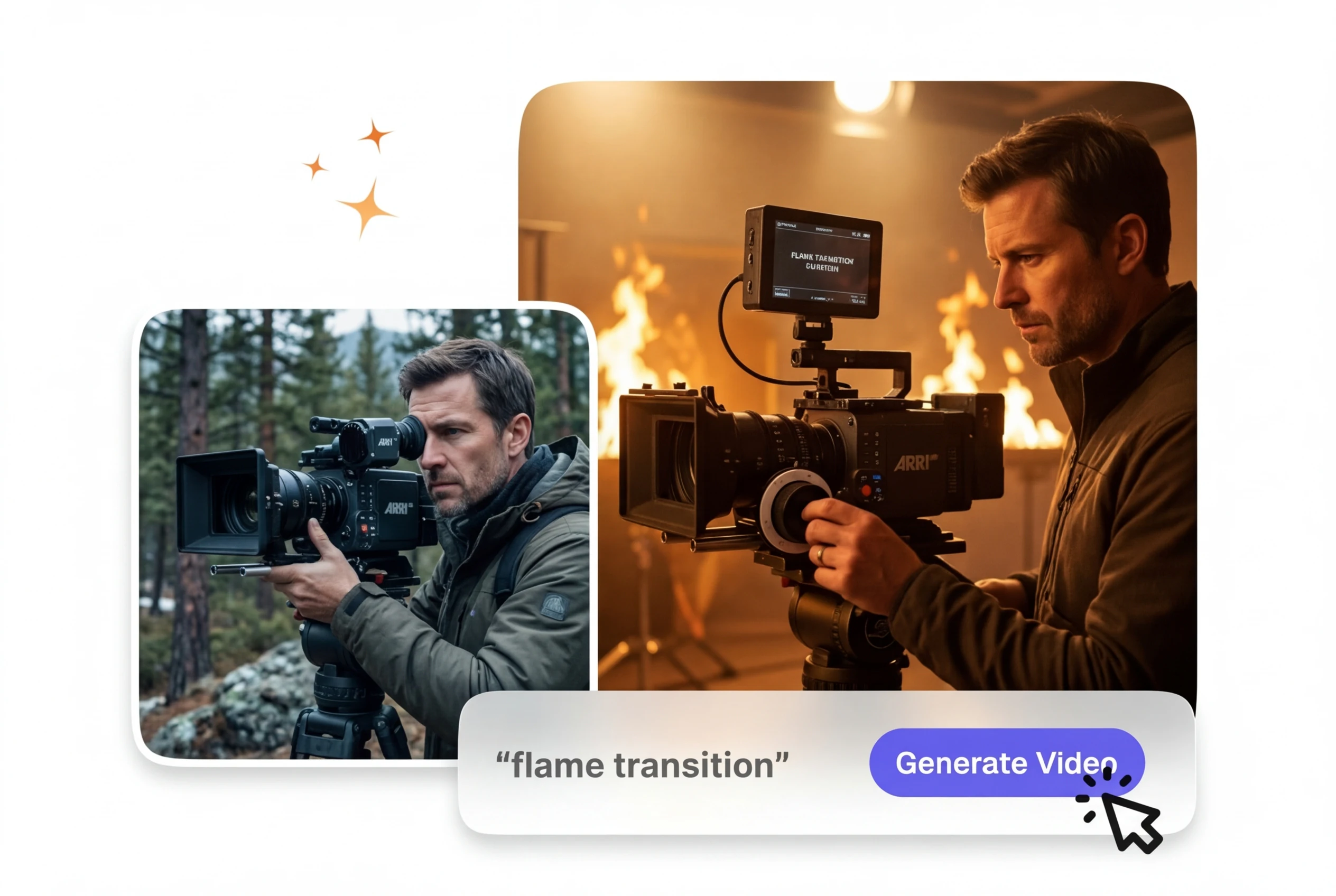 Color matching for flame transition video effect